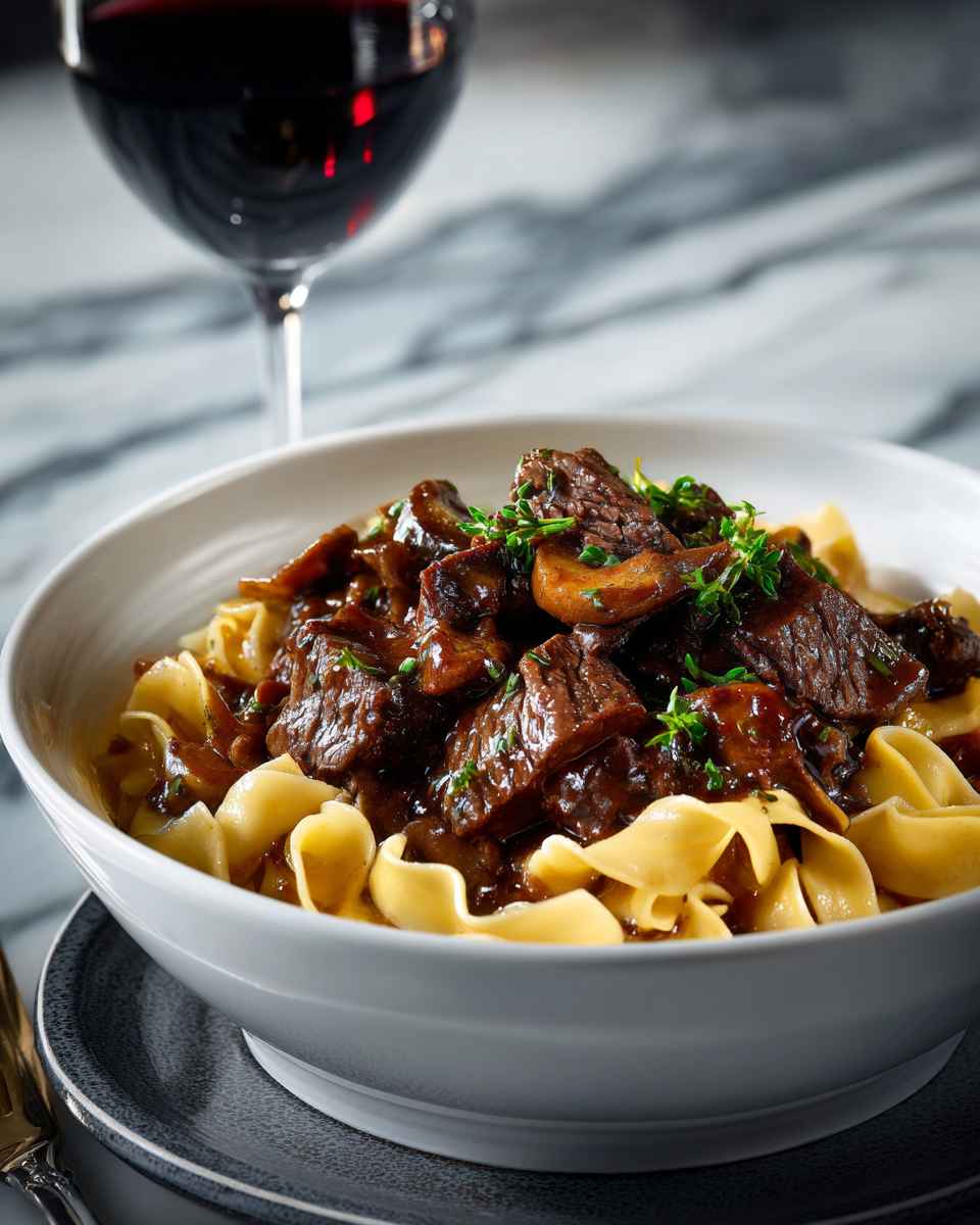 Seared Beef in Burgundy Sauce