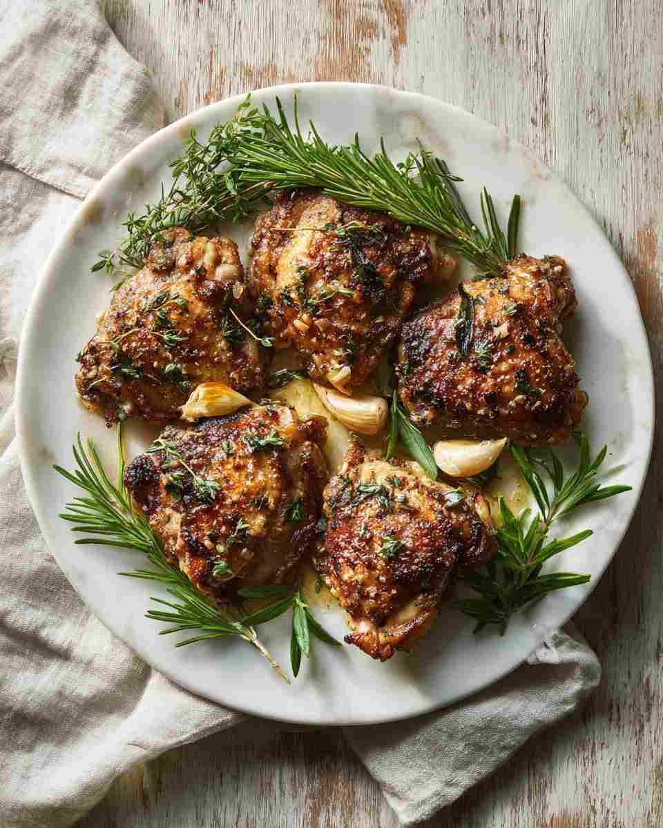 Seared Garlic Herb Chicken Thighs