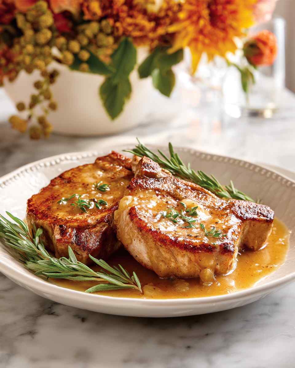 Seared Pork Chops in Apple Cider Sauce