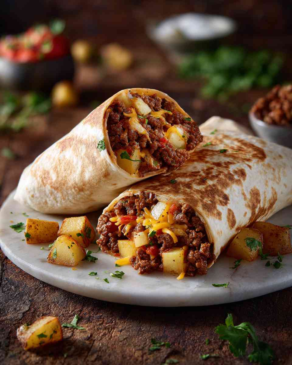 Sizzling Beef and Potato Burritos