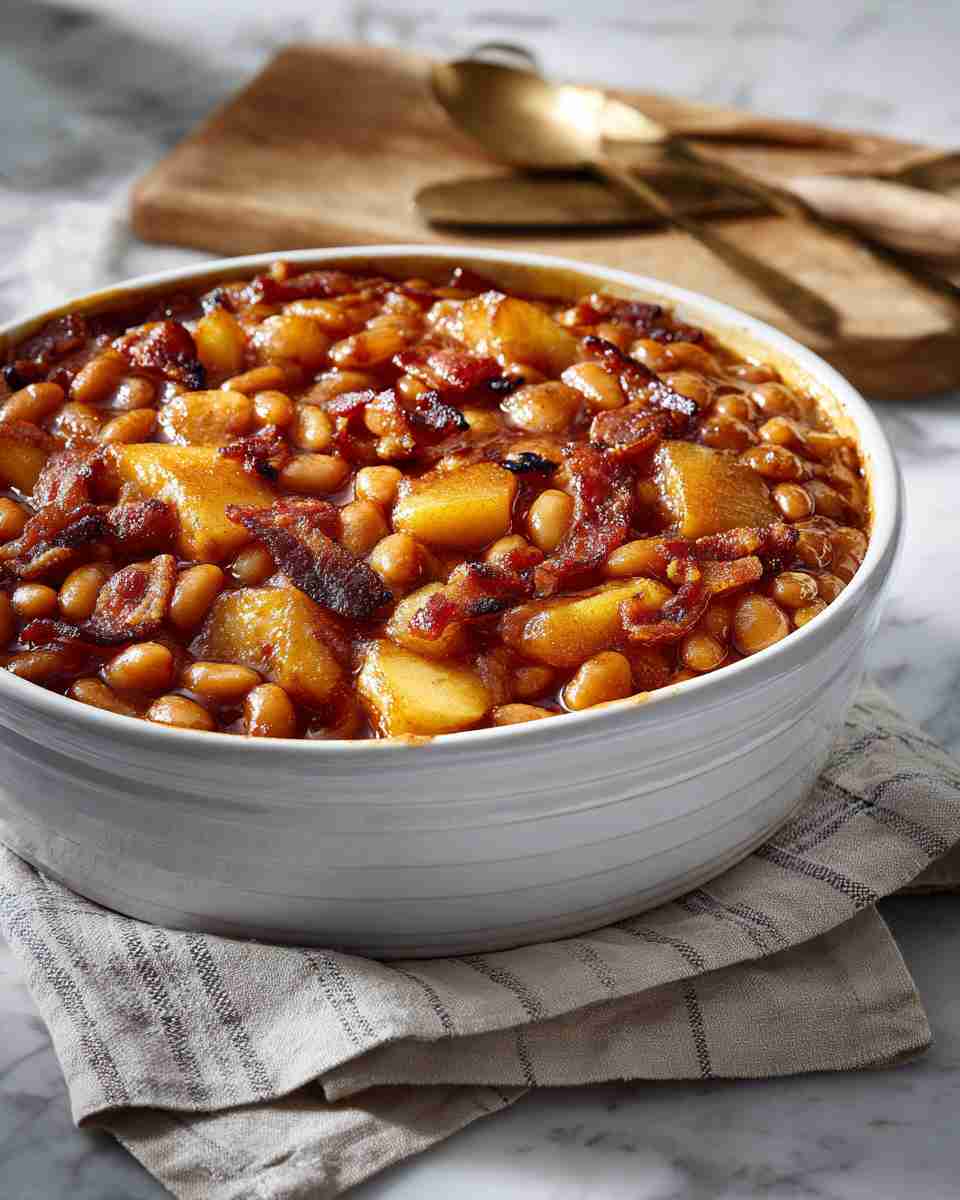 Smoky Baked Beans with Apple and Bacon