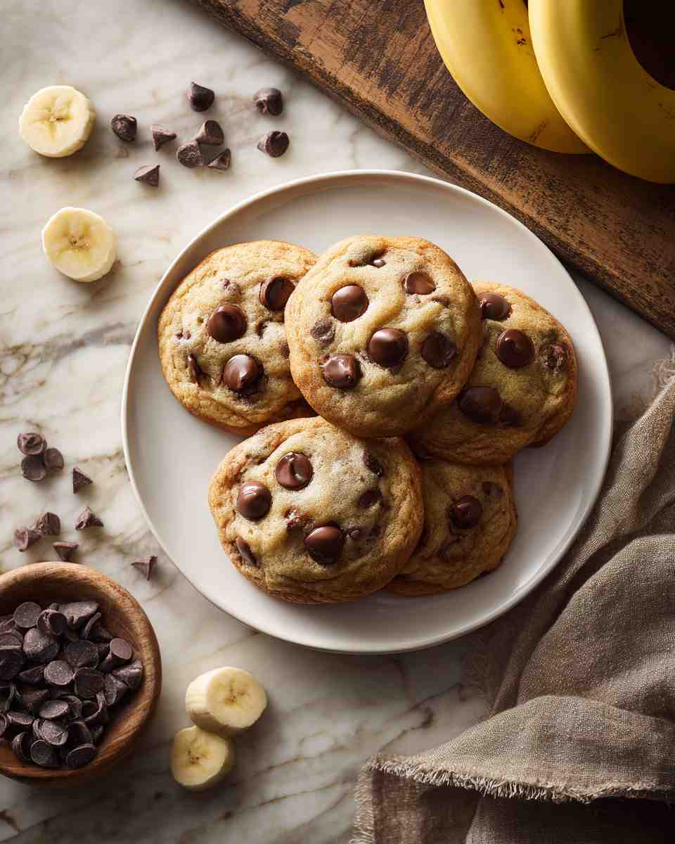 Soft Banana Chocolate Chip Cookies