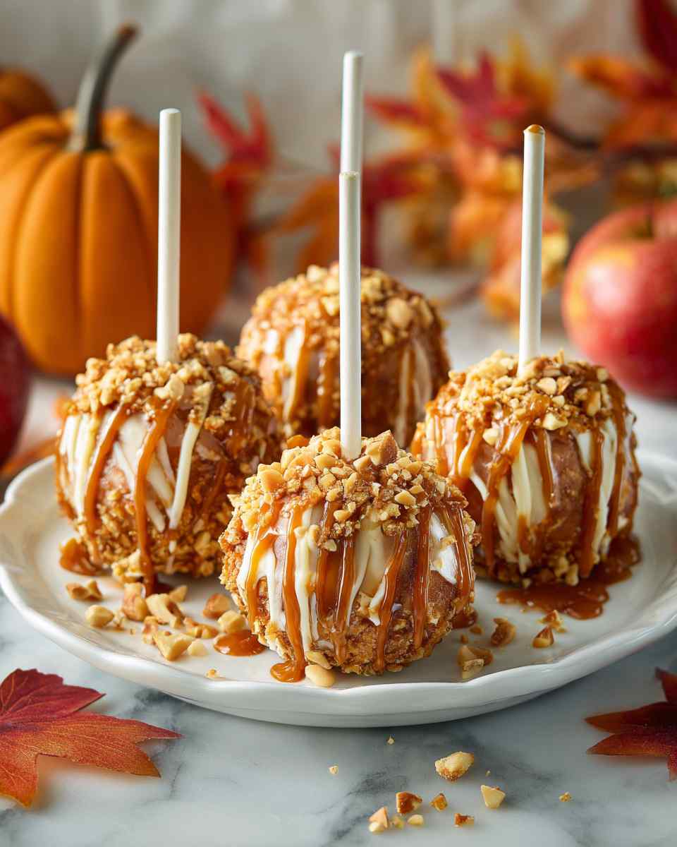 Spiced Apple Cake Pops with Caramel Glaze