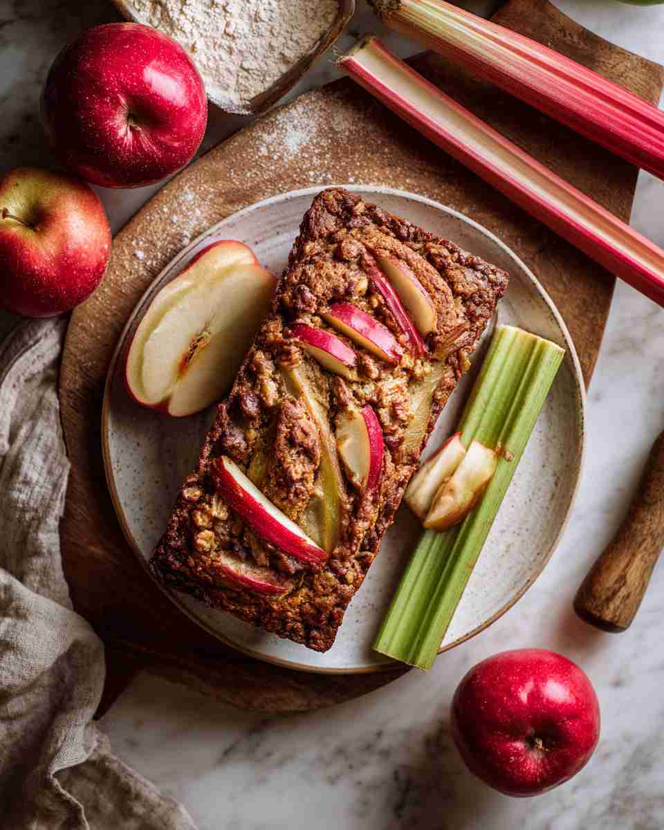 Spiced Apple Rhubarb Walnut Bread