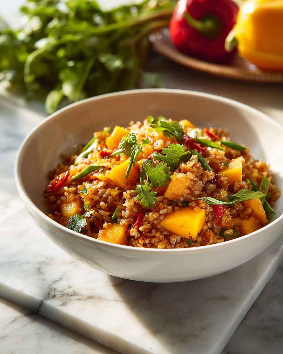 Spiced Brown Rice and Mango Chutney Salad