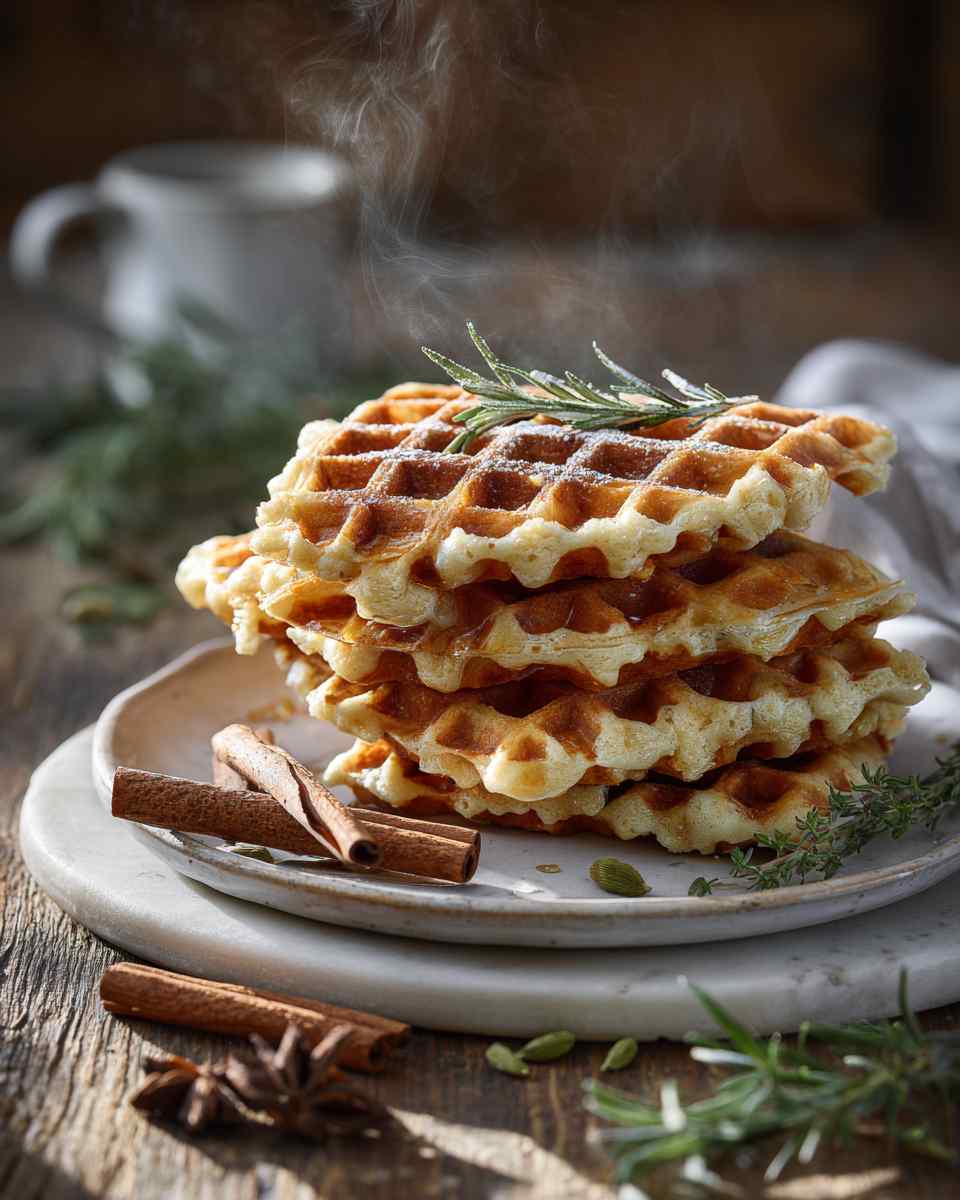 Spiced Cardamom Sour Cream Waffles
