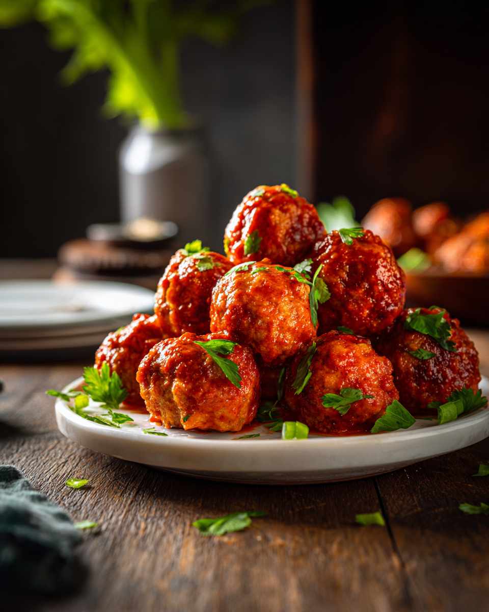 Spicy Baked Buffalo Chicken Meatballs