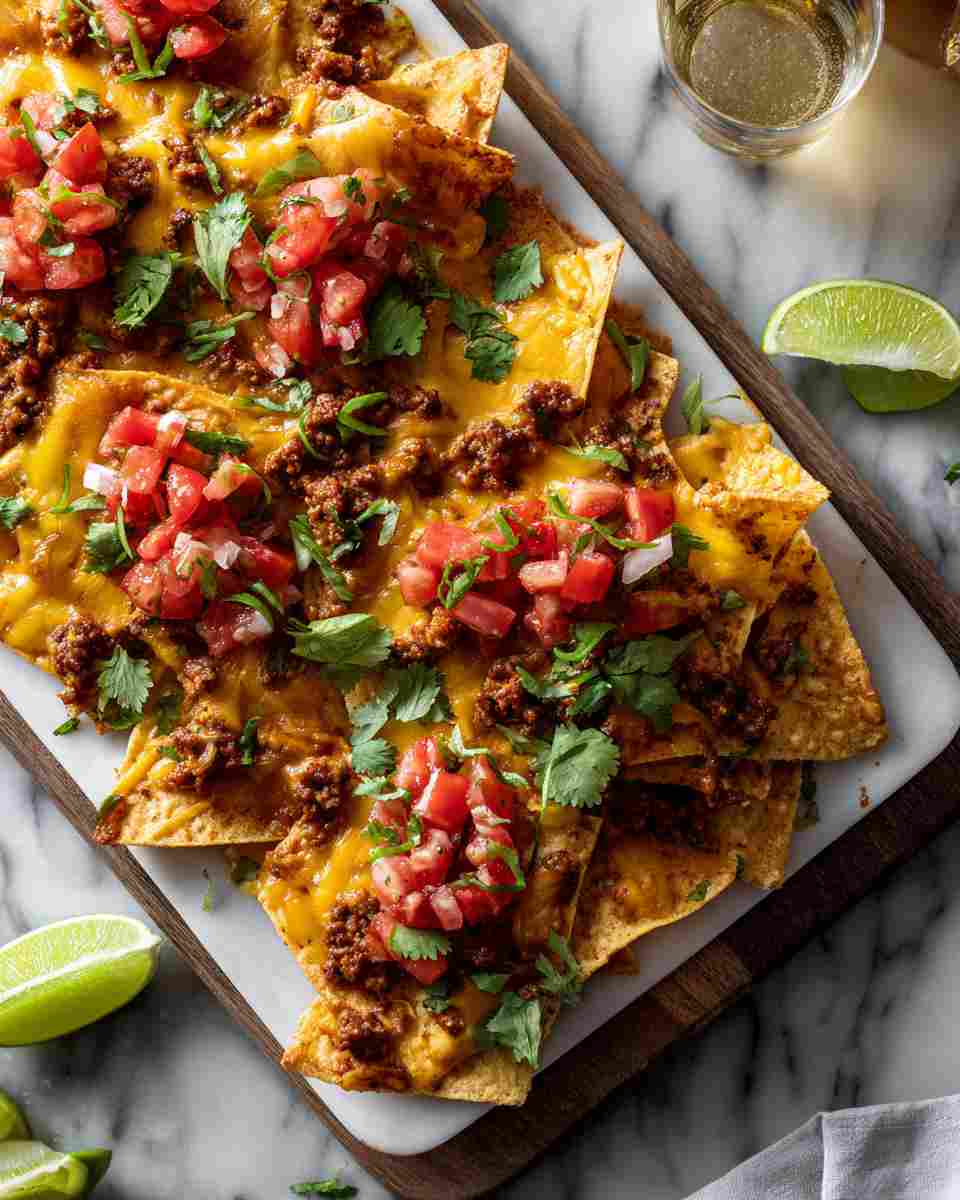 Spicy Beef Nachos with Tomato Salsa