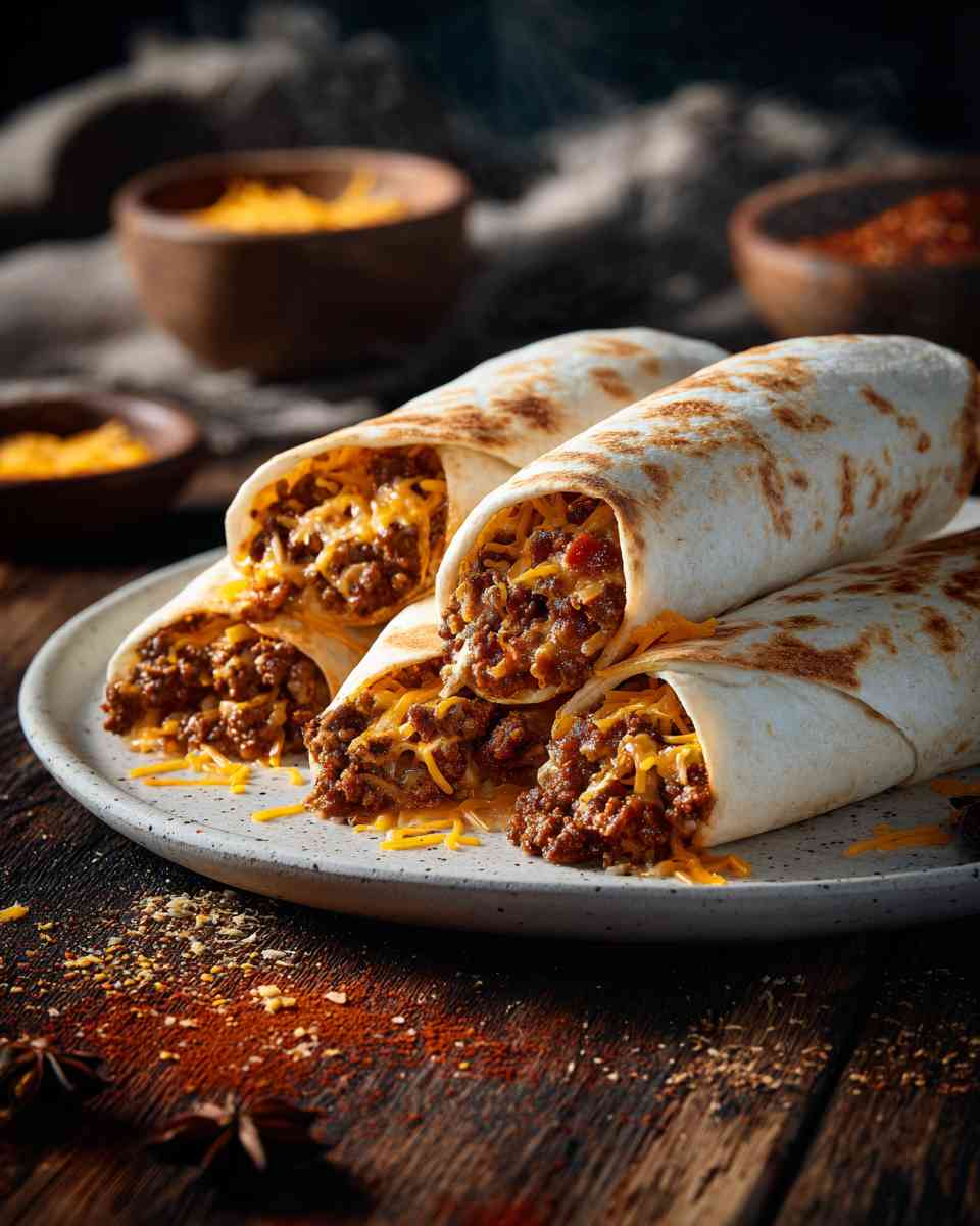 Spicy Ground Beef Burritos