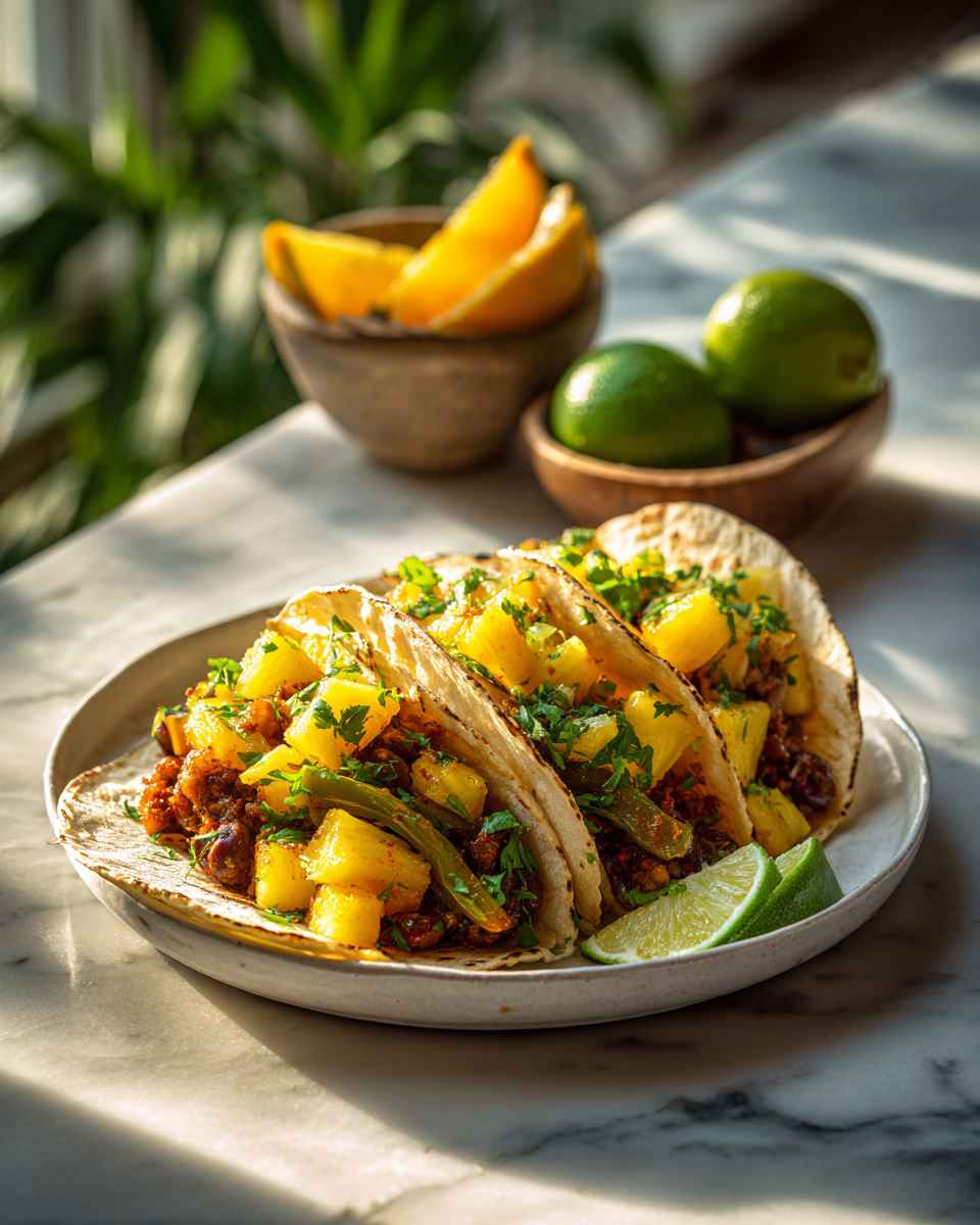 Spicy Pineapple and Black Bean Tacos