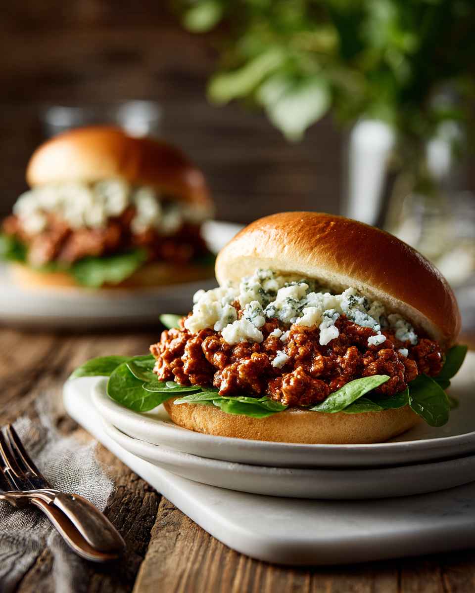Spicy Turkey Sloppy Joes with Blue Cheese