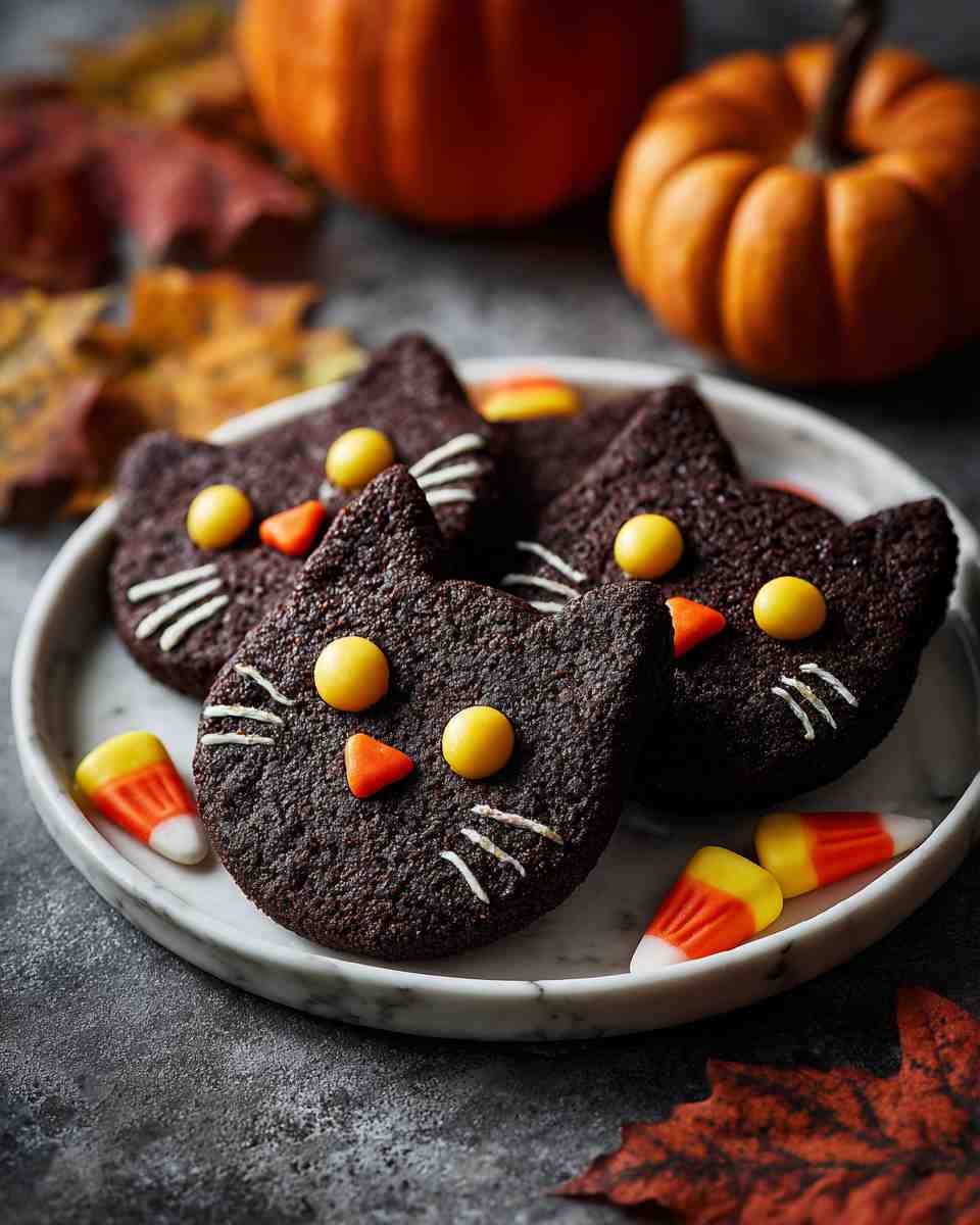 Spooky Chocolate Cat Cookies