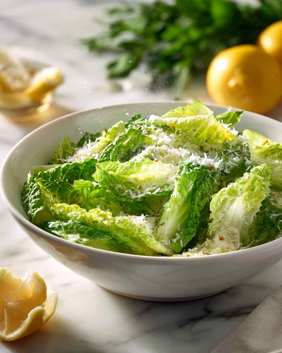 Tangy Caesar Salad with Crisp Romaine and Parmesan