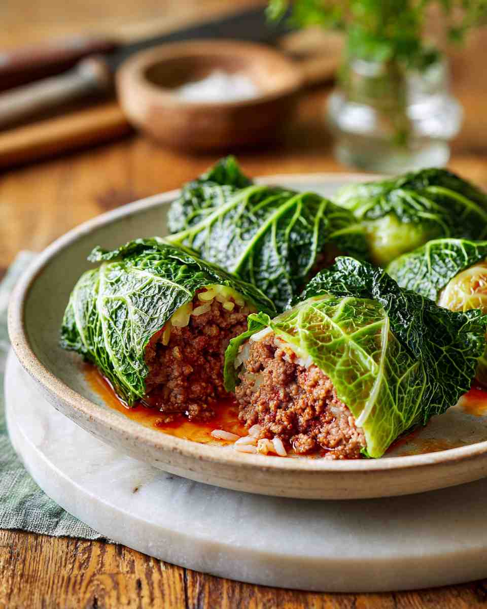Tender Beef and Rice Stuffed Cabbage Rolls