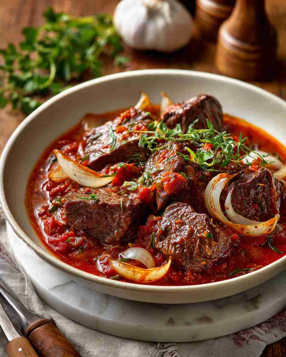 Tender Braised Beef in Tangy Tomato Sauce