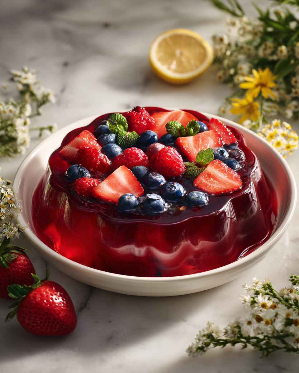 Vibrant Berry Gelatin Mold with Lemon