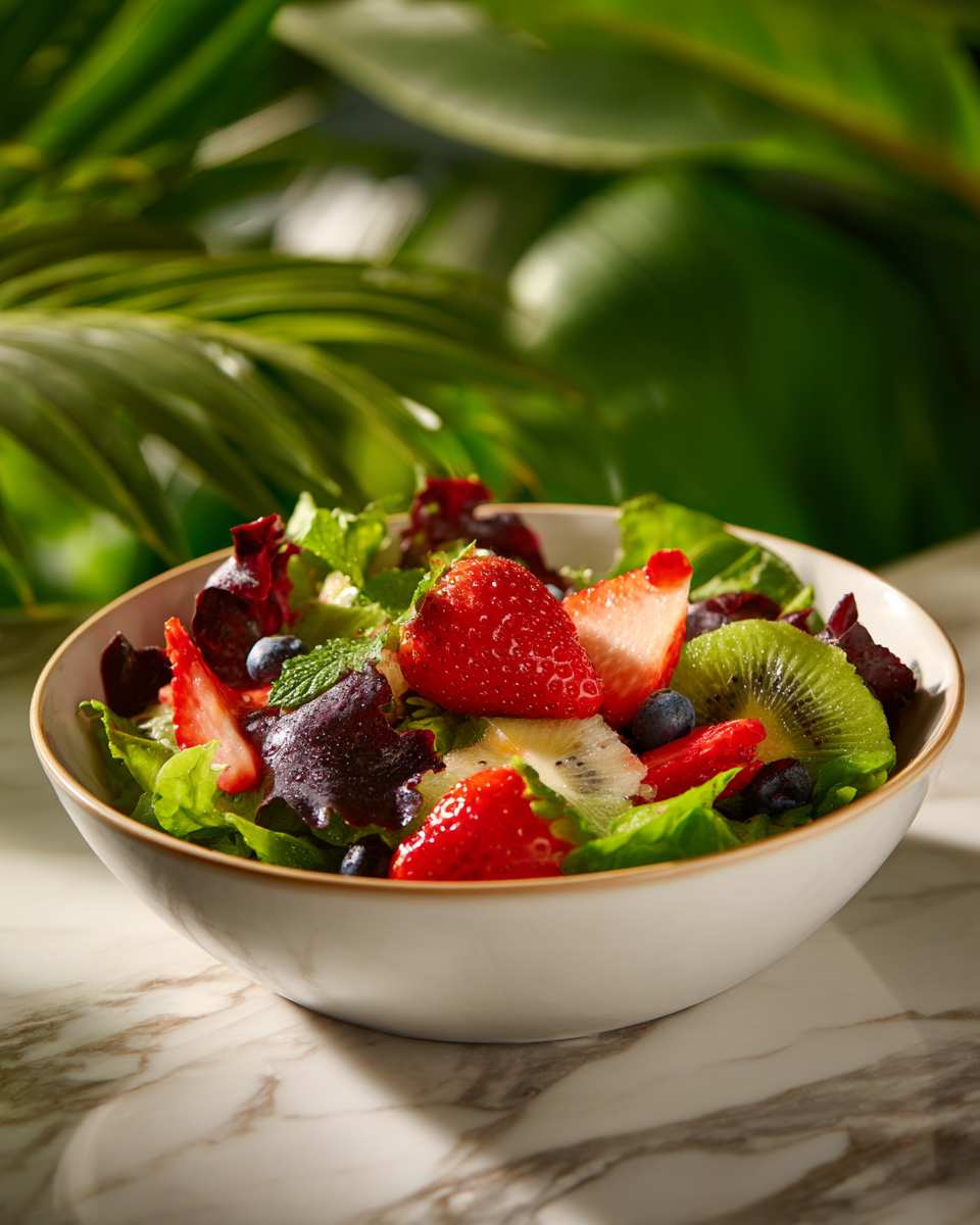 Vibrant Mixed Greens Salad with Berries and Creamy Raspberry Dressing