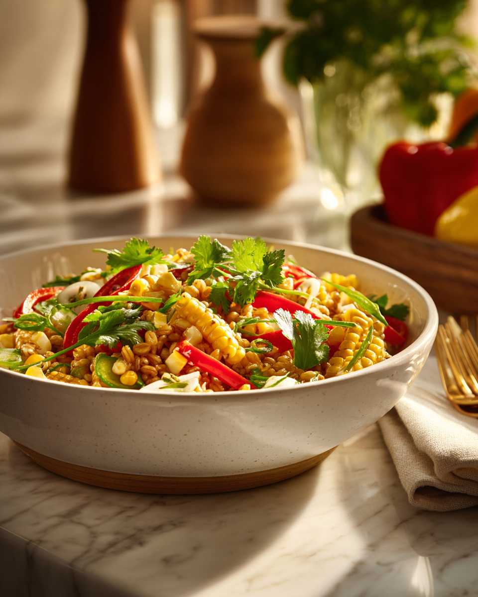 Zesty Barley and Corn Salad with Peppers