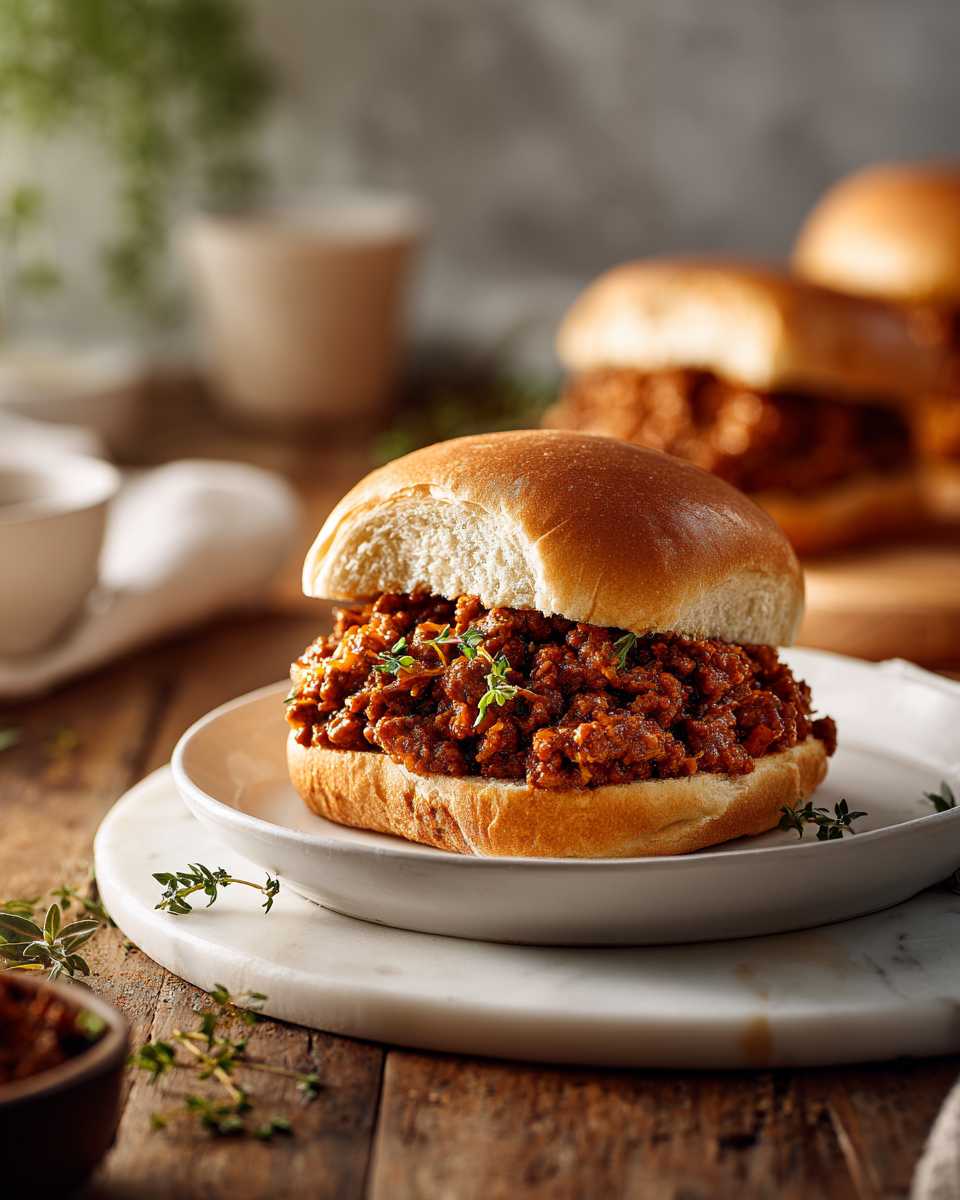 Zesty Beef Sloppy Joes on Whole Wheat Buns