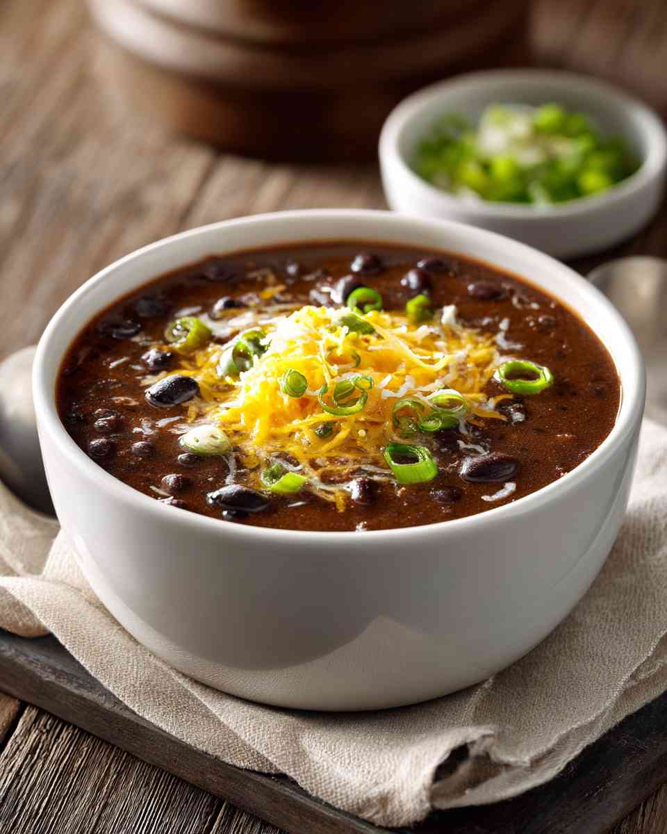 Zesty Black Bean Soup with Cheddar and Scallions